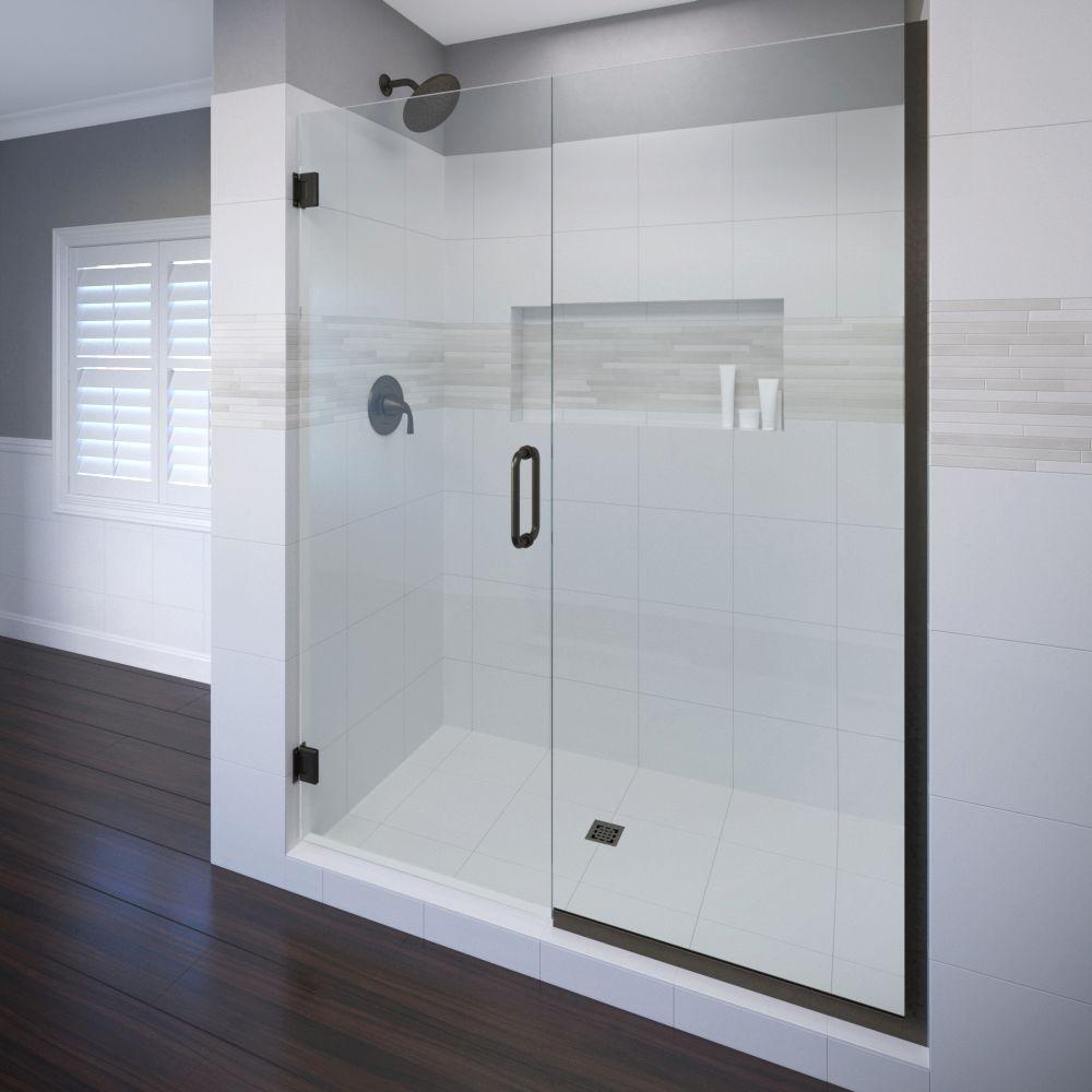Basco Celesta 58 In X 76 Semi Frameless Pivot Shower Door Oil Rubbed Bronze With Handle