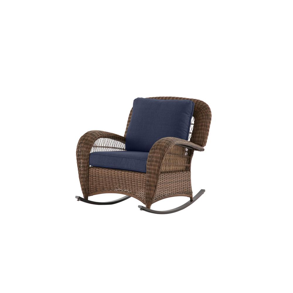 outdoor hampton beacon wicker cushionguard cushions midnight patio bay navy brown park chair rocking
