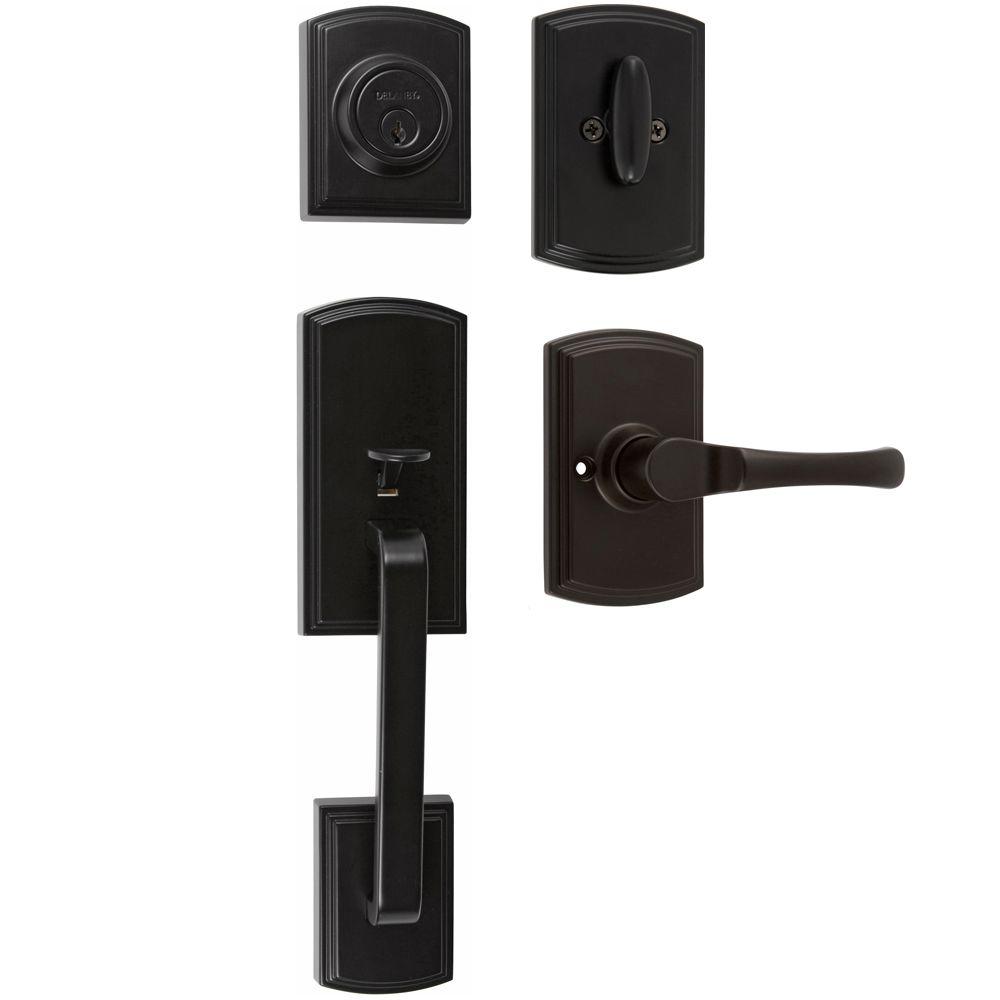 Italian Collection Visconti Single Cylinder Black Door Handleset With Artino Interior