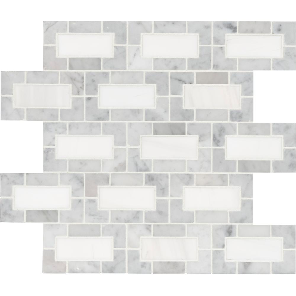 Msi Bianco Dolomite Lynx 12 In X 10mm Polished Marble Mesh Msi Bianco Dolomite Lynx 12 In X 10mm Polished Marble Mesh