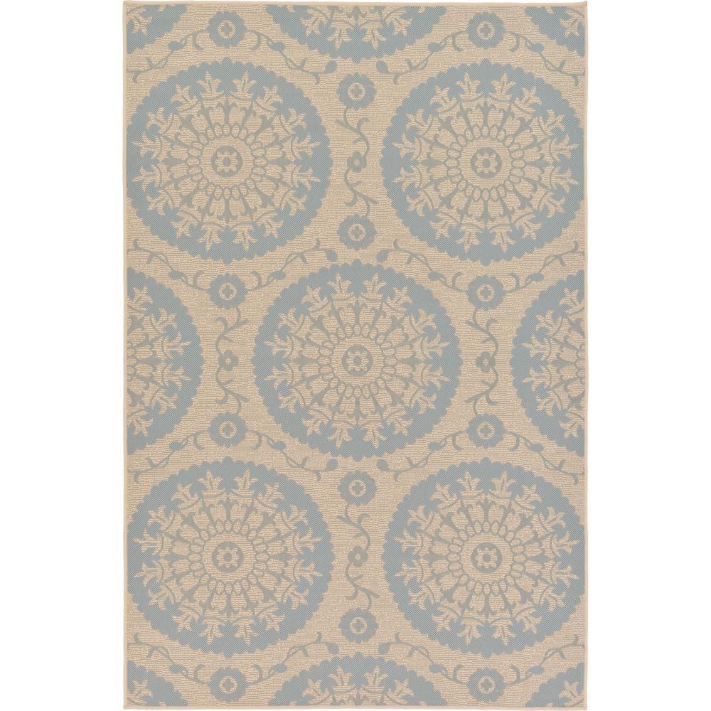 Unique Loom Outdoor Medallion Beige 5 3 X 8 0 Area Rug