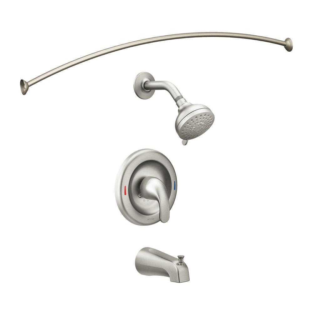 Moen Adler 1-Handle 4-Spray Tub and Shower Faucet with Valve with Shower Rod in... by MOEN