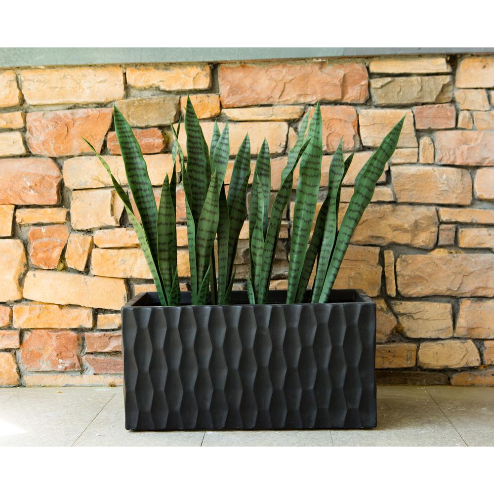 KANTE Large 31.5 in. L Burnished Black Lightweight Concrete Retro ...