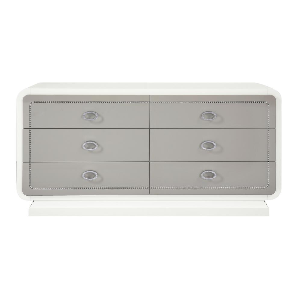 Acme Furniture Allendale 6 Drawers Ivory And Latte High Gloss