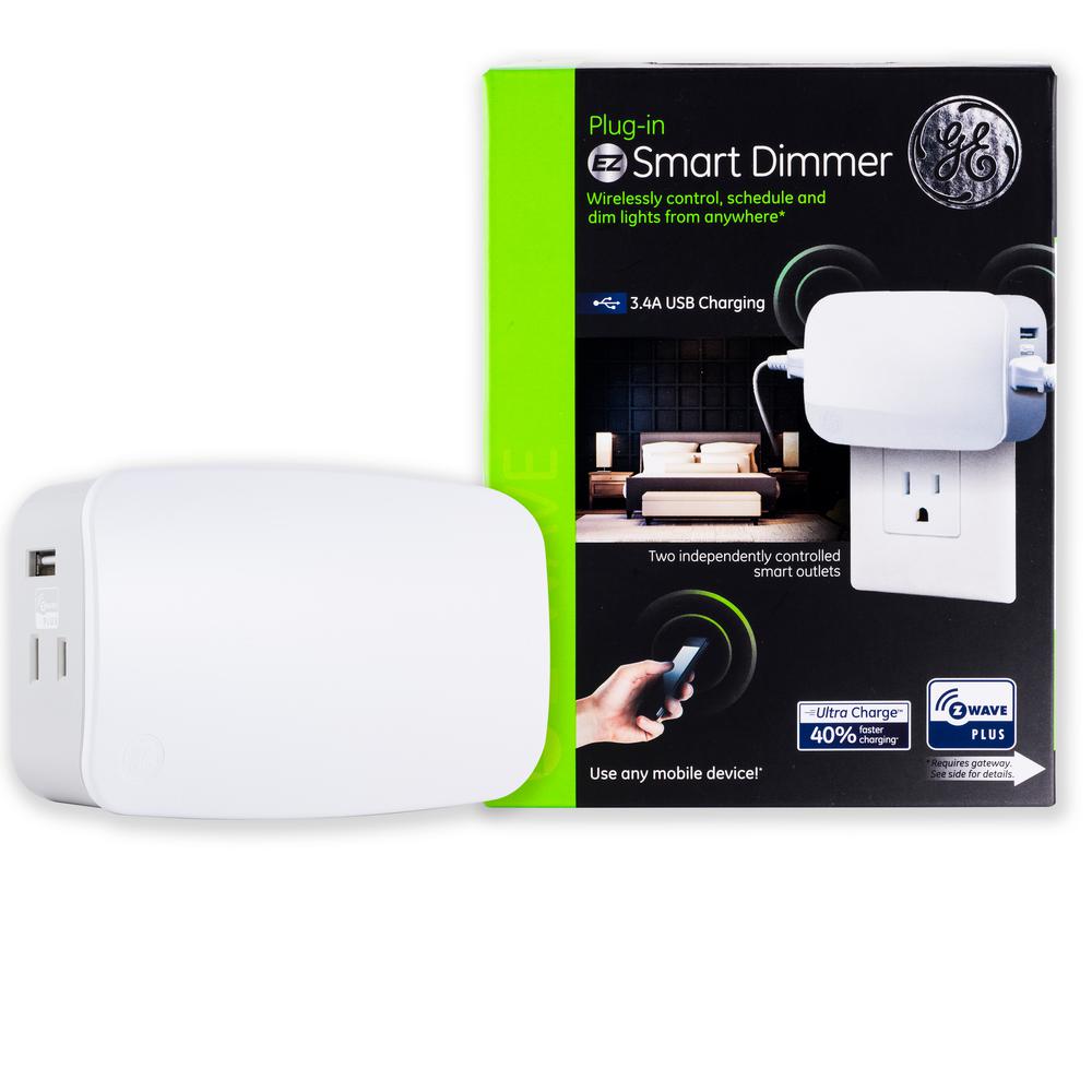 Ge Z-wave Plus Plug-in 2-outlet Smart Light Dimmer-28175