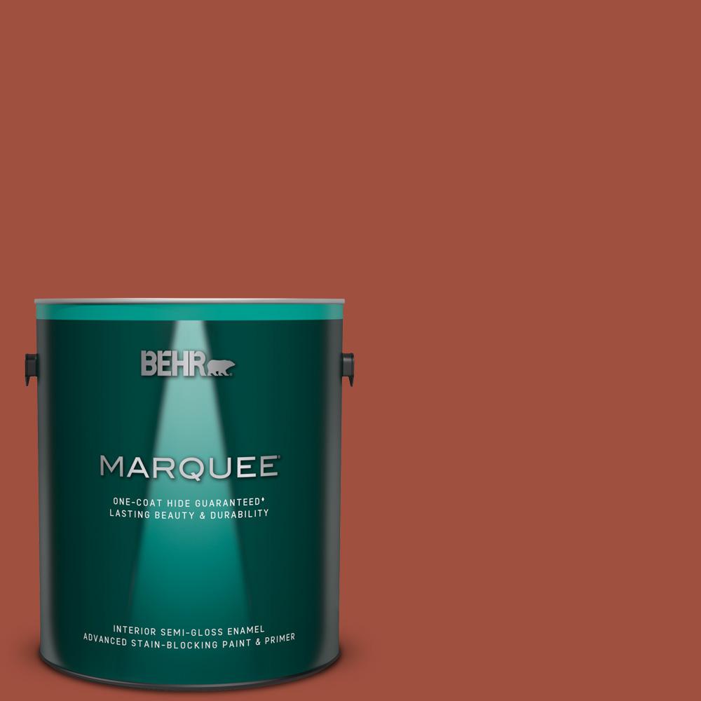Behr Marquee 1 Gal Mq1 25 Kalahari Sunset One Coat Hide Semi Gloss Enamel Interior Paint And Primer In One
