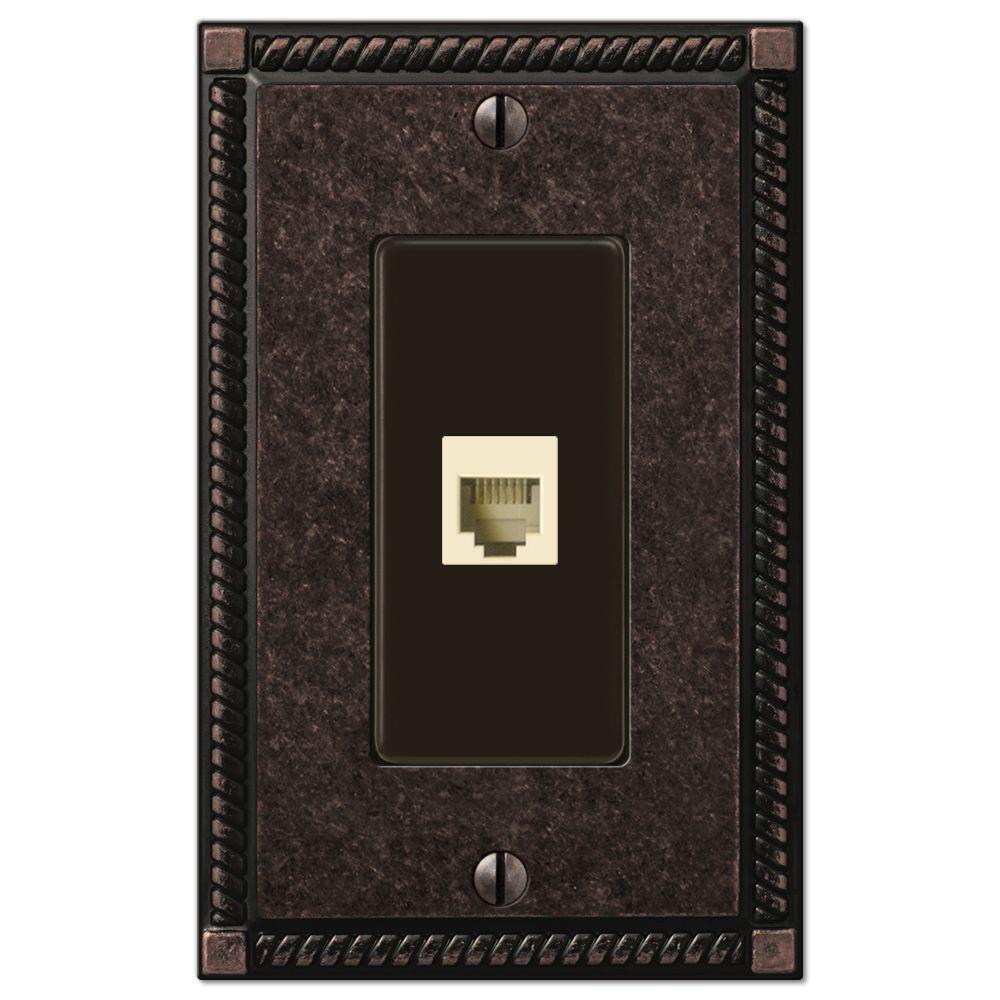 AMERELLE Bronze 1Gang Phone Jack Wall Plate (1Pack)54PHAZ The Home