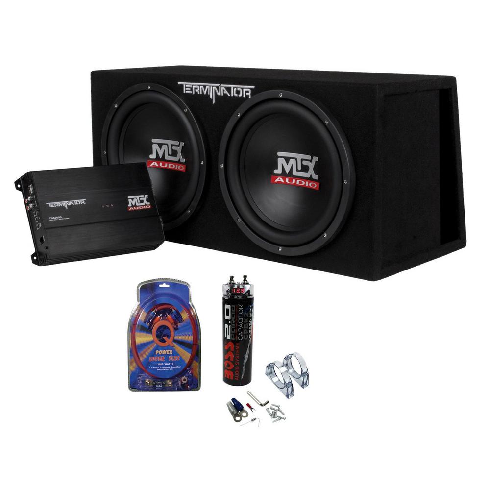 MTX Dual 12 in. Subwoofers and Amplifier Package with Wiring Kit and 2