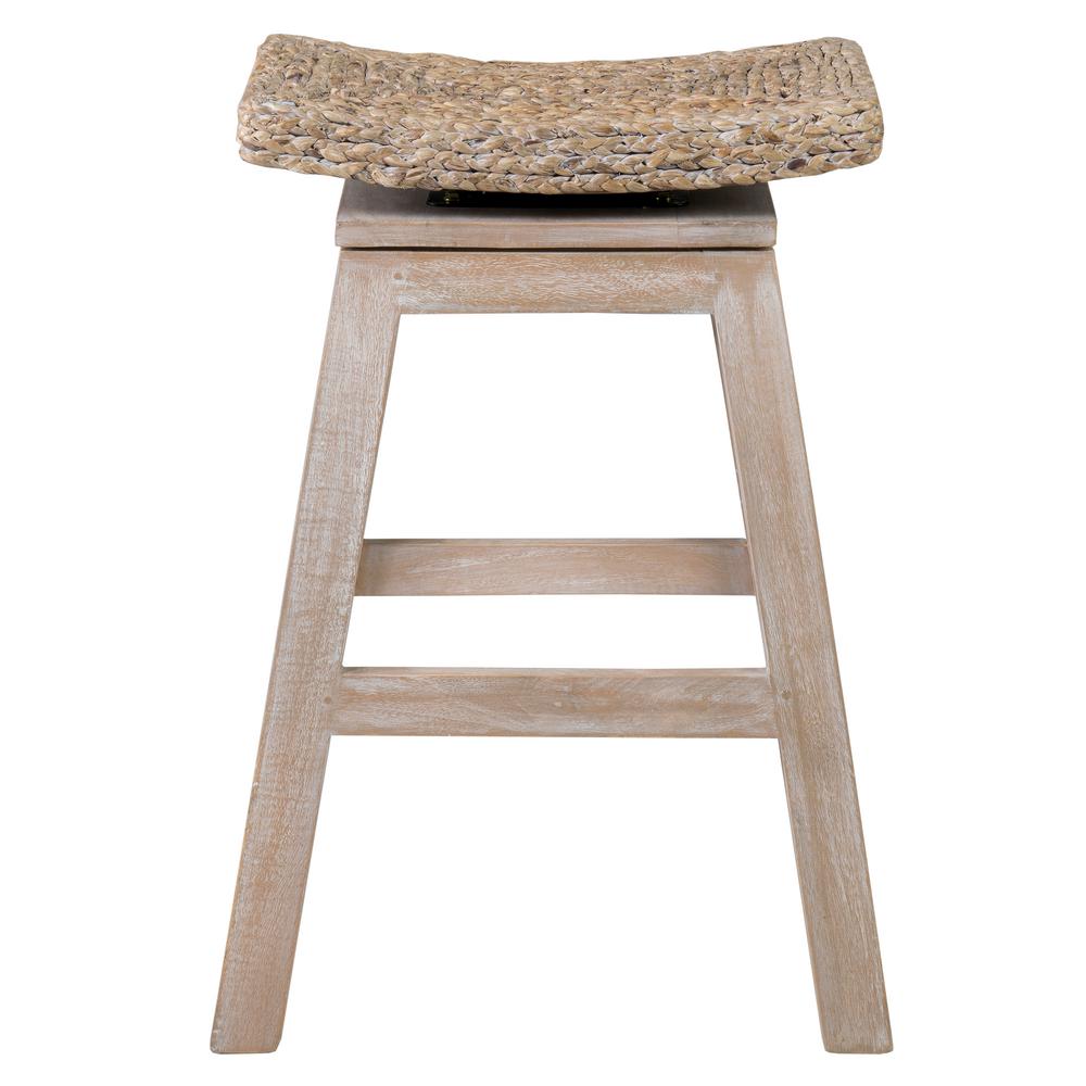 East At Main Joyce 23.5 in. White Washed Teak and Hyacinth Counter