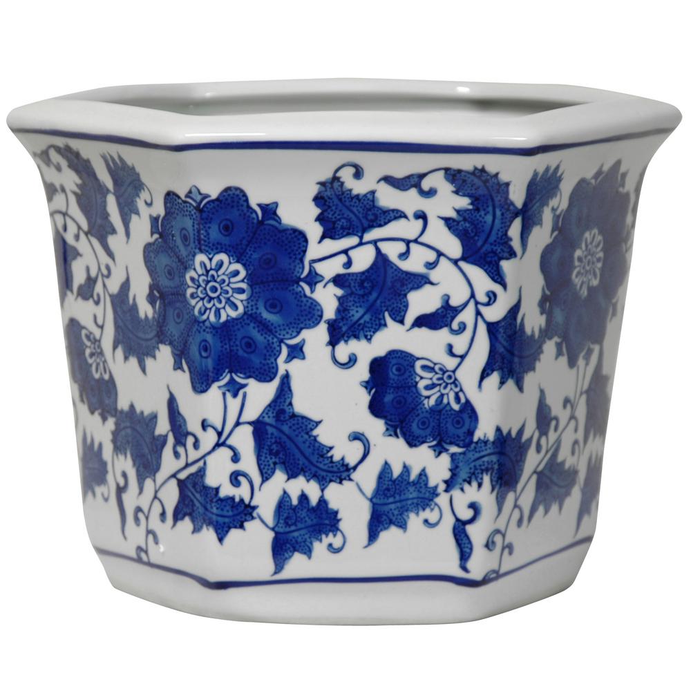 Oriental Furniture 10 In Fl Blue And White Porcelain Flower Pot Oriental Furniture 10 In Fl Blue And White Porcelain Flower Pot