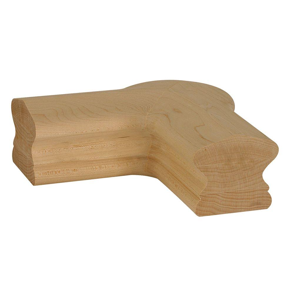 Stair Parts Unfinished Hard Maple 90 Degree Quarter Turn with Cap