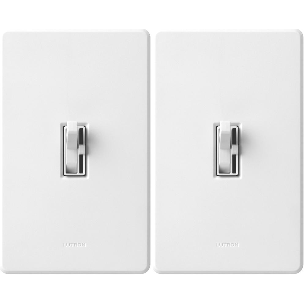 Lutron Toggler C L Dimmer Switch For Dimmable Led Halogen Toggler C L Dimmer Switch For Dimmable Led Halogen Incandescent Bulbs With Wallplate Single Pole 3 Way White 2 Pack