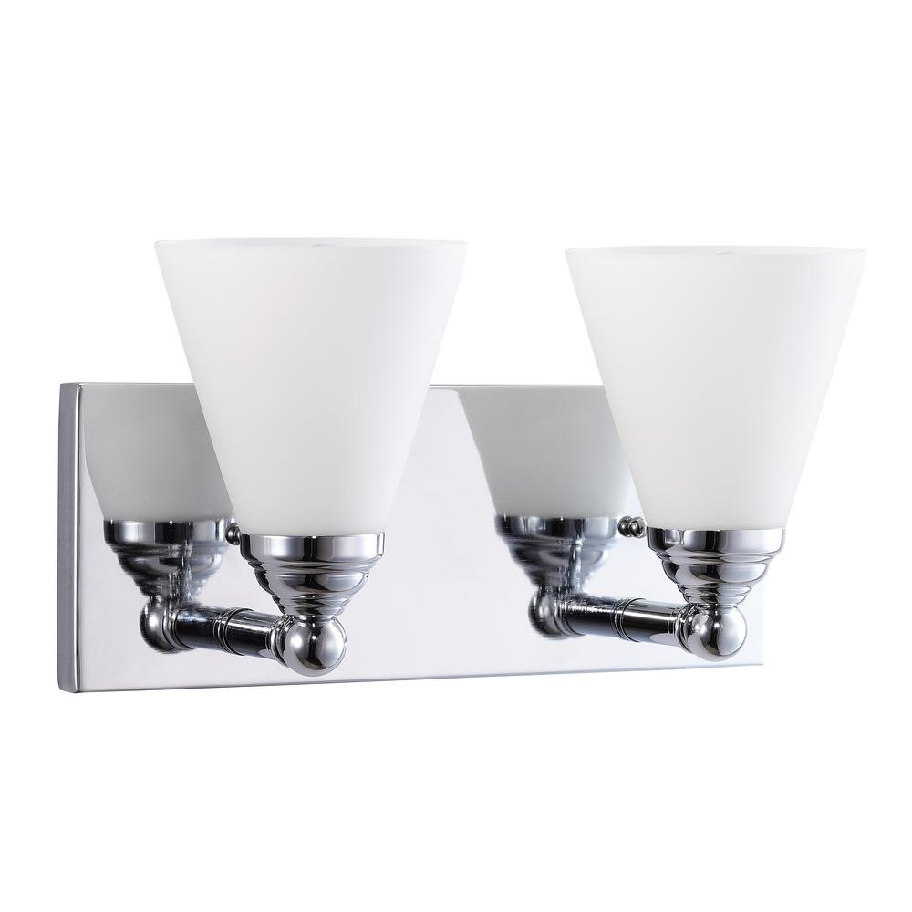 Sunlite 12 in. 2-light Brushed Chrome Bathroom Powder Room Vanity Light ...