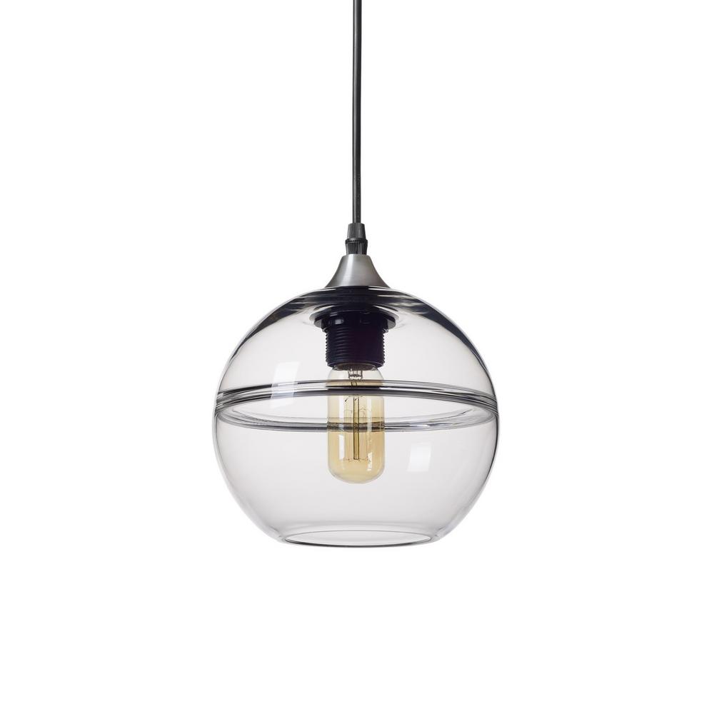 Casamotion 7 In H 1 Light Unique Optic Contemporary Silver Doubleeyelid Hand Blown Glass Pendant With Clear Shade