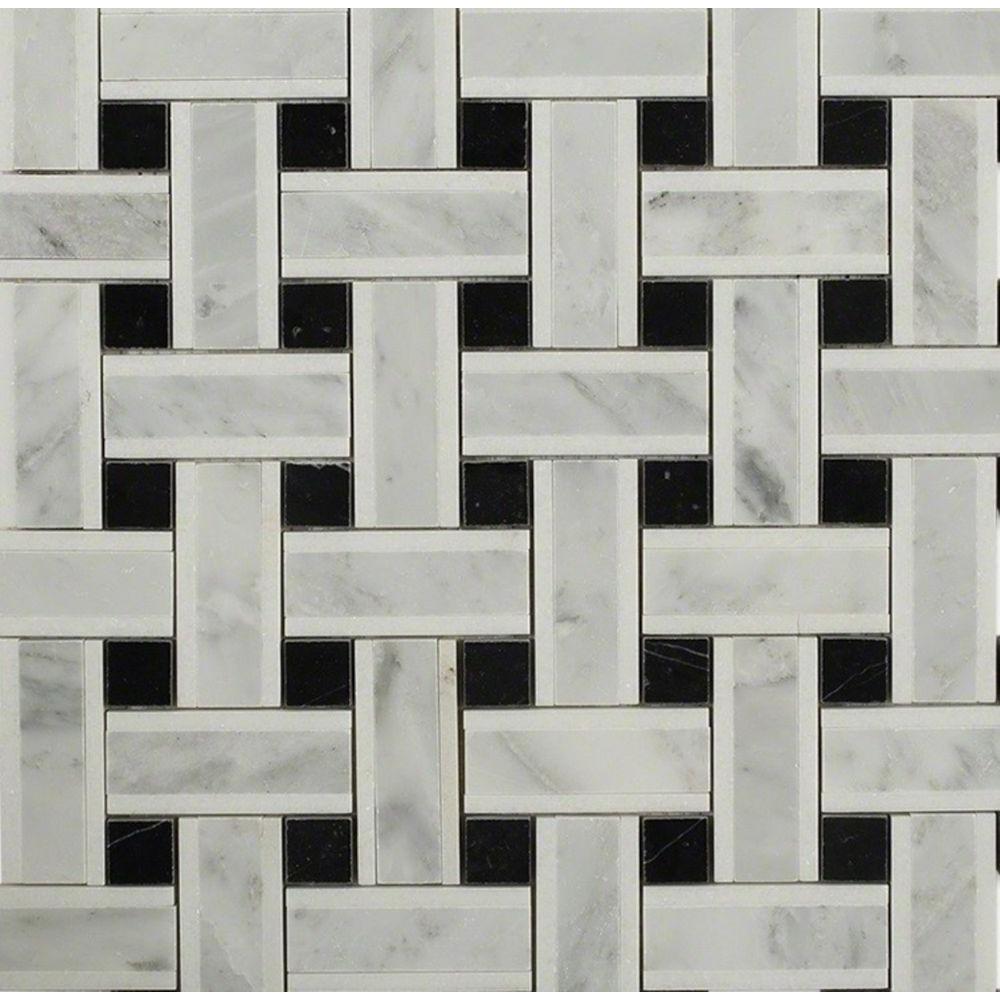 Ivy Hill Tile Yarn Threaded Onyx 12 1 2 In X 12 1 2 In X 10 Mm Polished Marble Mosaic Tile Ext3rd The Home Depot