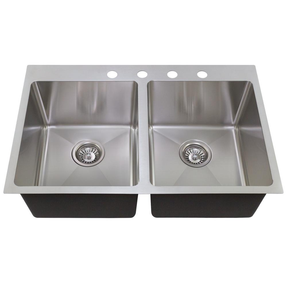 Mr Direct Drop In Stainless Steel 31 4 Hole 50 Double Bowl Kitchen Sink T3120d The Home Depot - Kitchen Sinks Drop In Stainless Steel Mr Direct Drop In Stainless Steel 31 4 Hole 50 Double Bowl Kitchen Sink T3120d The Home Depot - Kitchen Sinks Drop In Stainless Steel