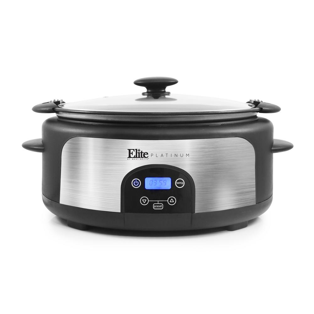 Elite Platinum 6 Qt. Black Programmable Stainless Steel Slow Cooker