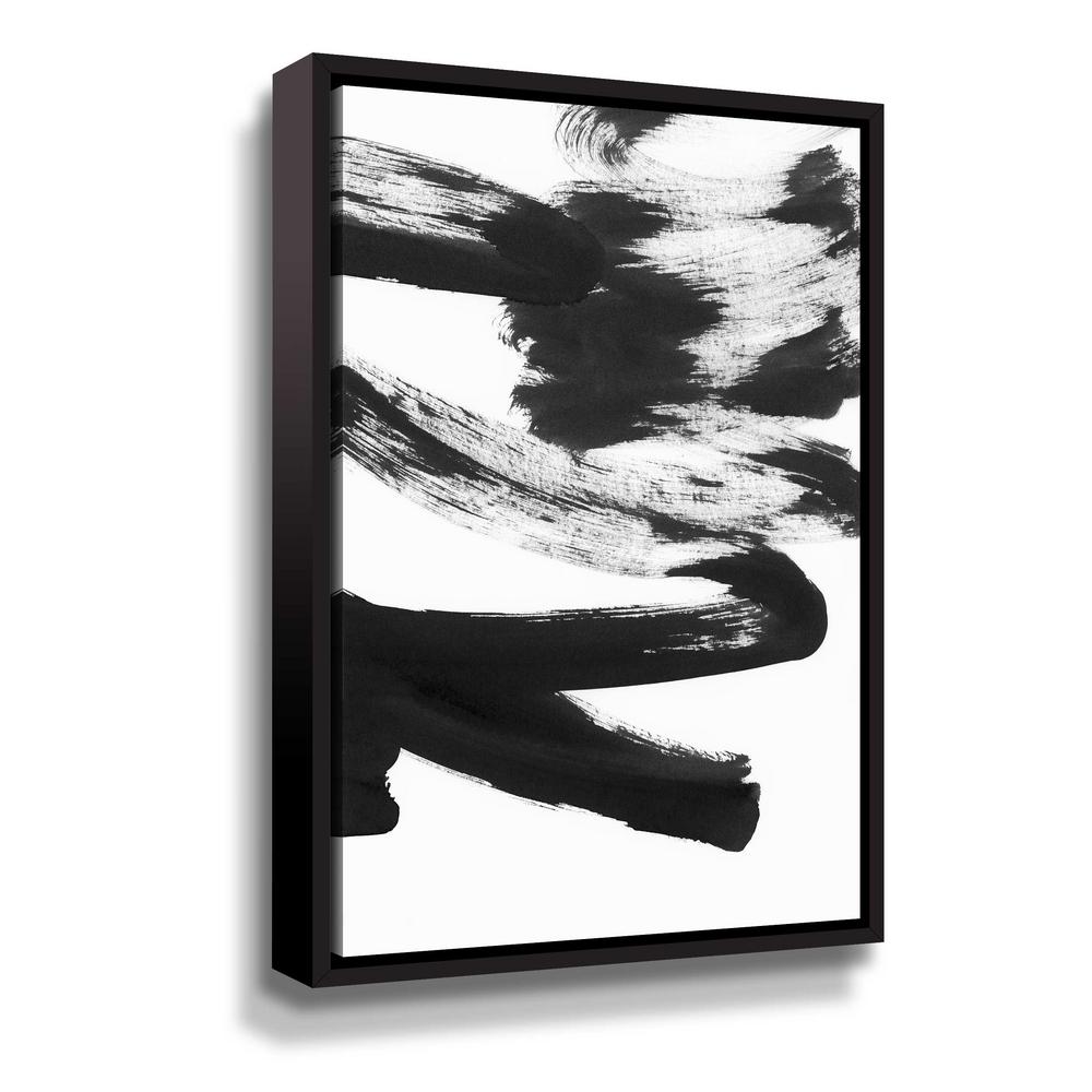 ArtWall 'Black & white strokes 5' by Iris Lehnhardt Framed Canvas 