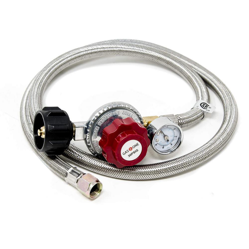 GASONE 4 ft. 0 PSI to 30 PSI High Pressure Propane Regulator and Steel