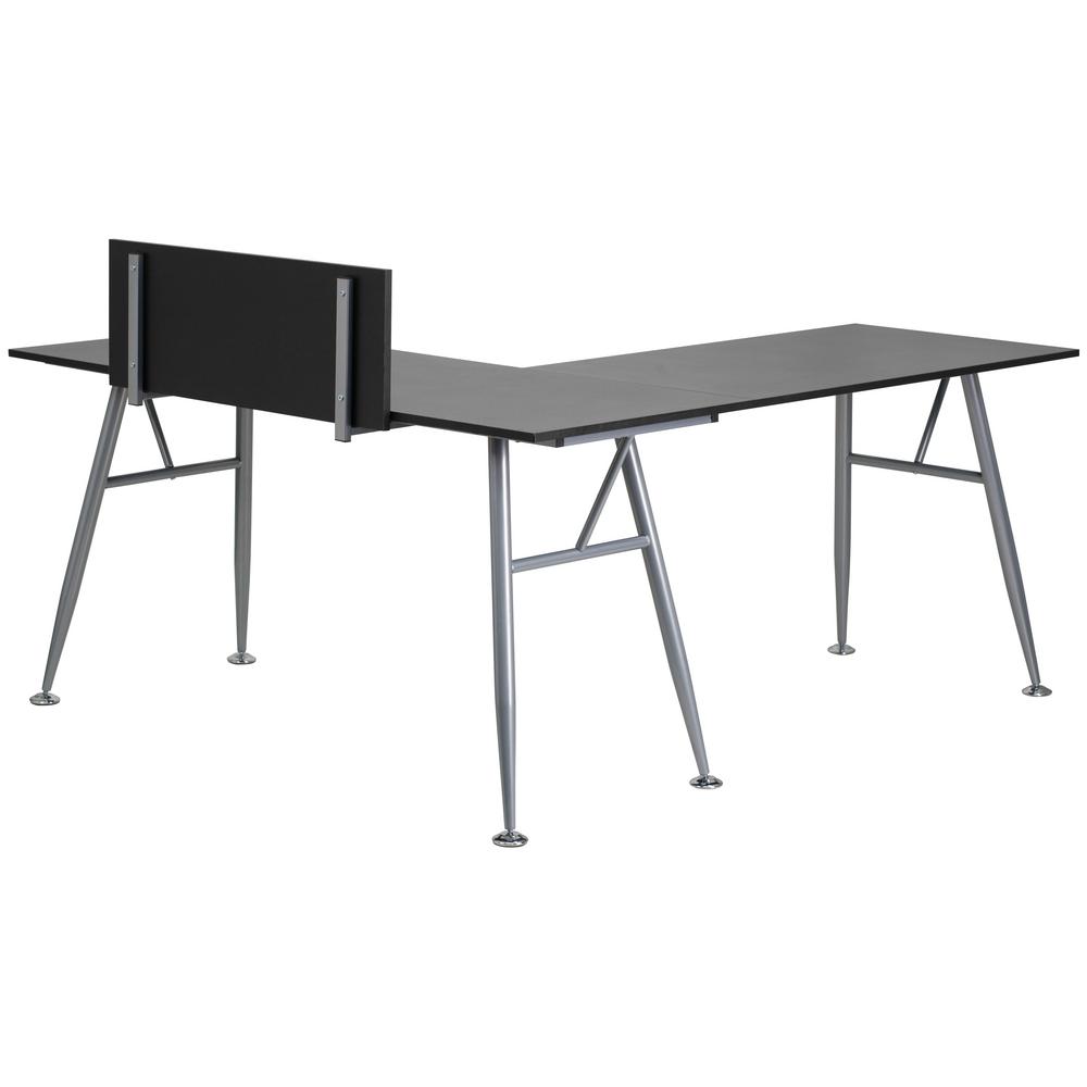 Flash Furniture Black Laminate L Shape Computer Desk With Silver