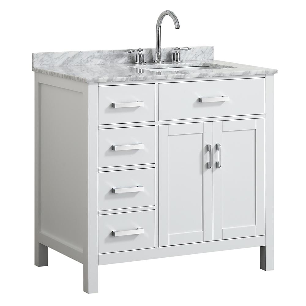 BEAUMONT DECOR Hampton 37 in. W x 22 in. D Bath Vanity in White with