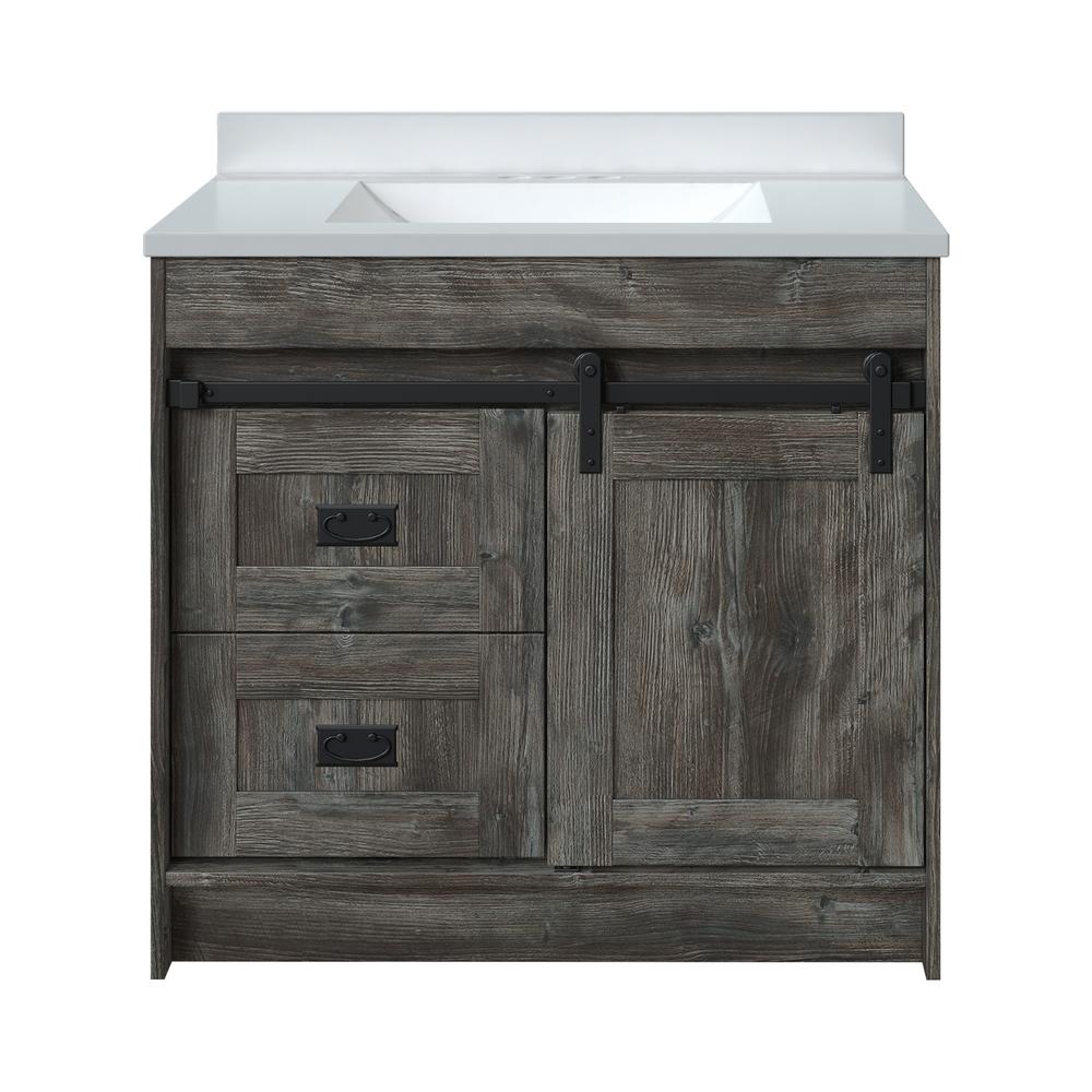 Glacier Bay Barnstable 36 in. W x 22 in. D Vanity in Driftwood Gray