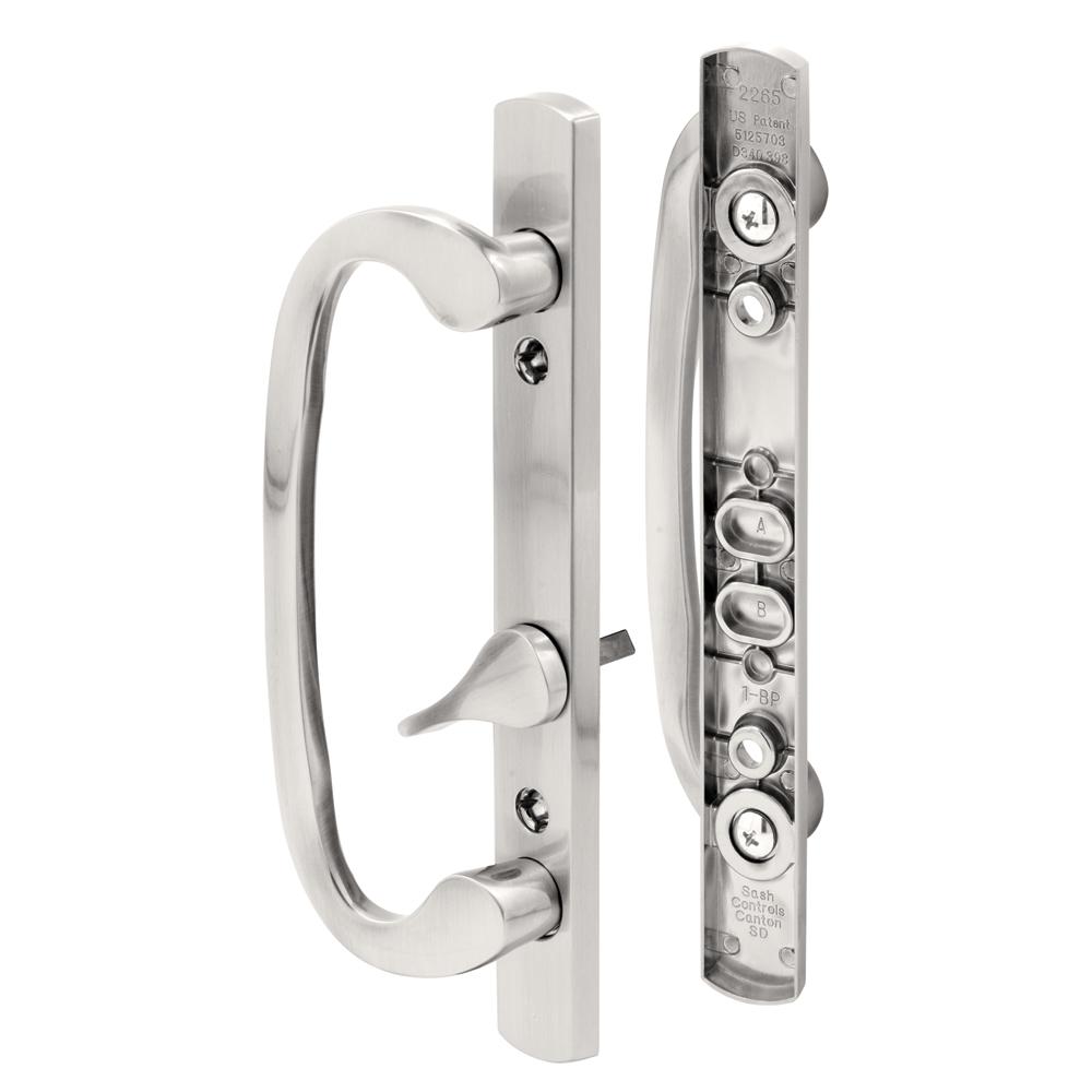 PrimeLine Diecast, Satin Nickel, Patio Door Handle, Offset Thumb turn