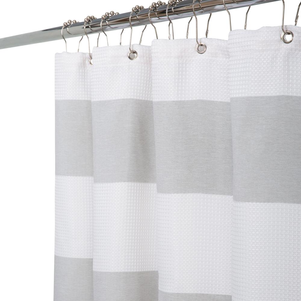 ELLE Decor Jacquard Weave Grey 70 in x 72 in Shower Curtain-EL-44121