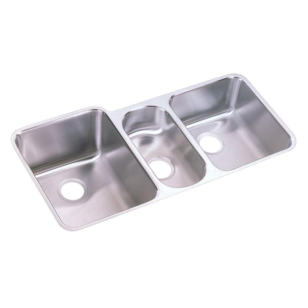 Elkay Lustertone Undermount Stainless Steel 40 in. Triple Bowl Kitchen