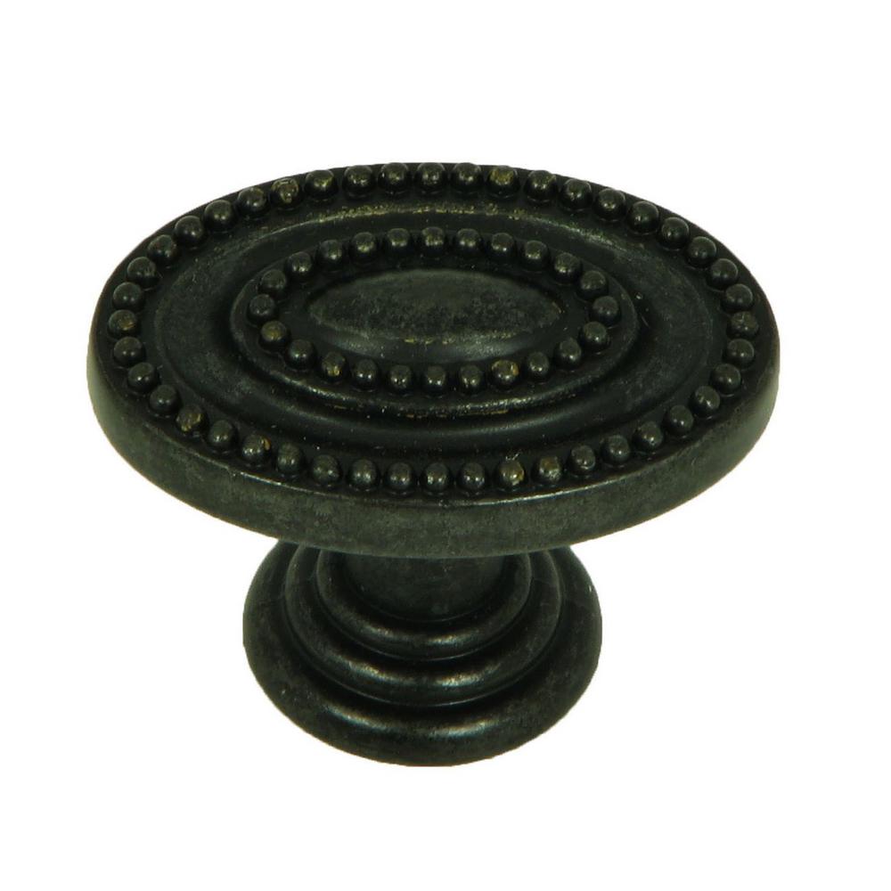 Stone Mill Hardware Ashton 1 1 2 In Antique Black Oval Cabinet