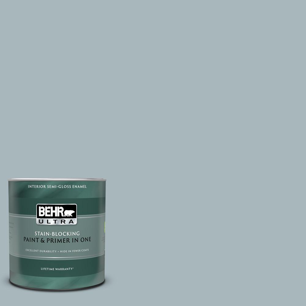BEHR ULTRA 1 qt. N4703 Half Sea Fog SemiGloss Enamel Interior Paint