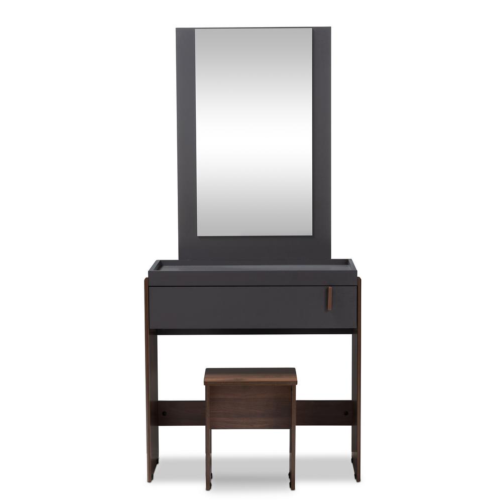 Baxton Studio Rikke 2 Piece Gray And Walnut Bedroom Vanity Set 152 9148 Hd The Home Depot