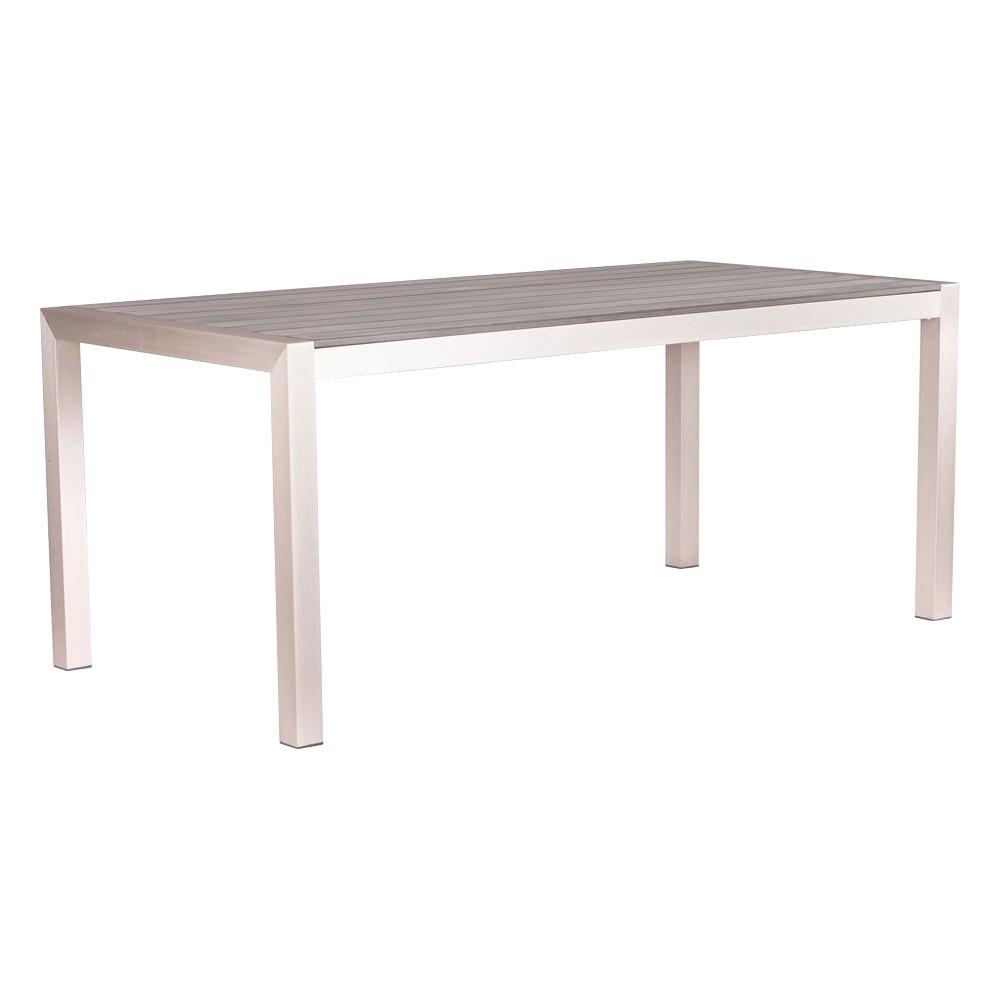 Zuo Metropolitan Brushed Aluminum Metal Outdoor Patio Dining Table Zuo Metropolitan Brushed Aluminum Metal Outdoor Patio Dining Table