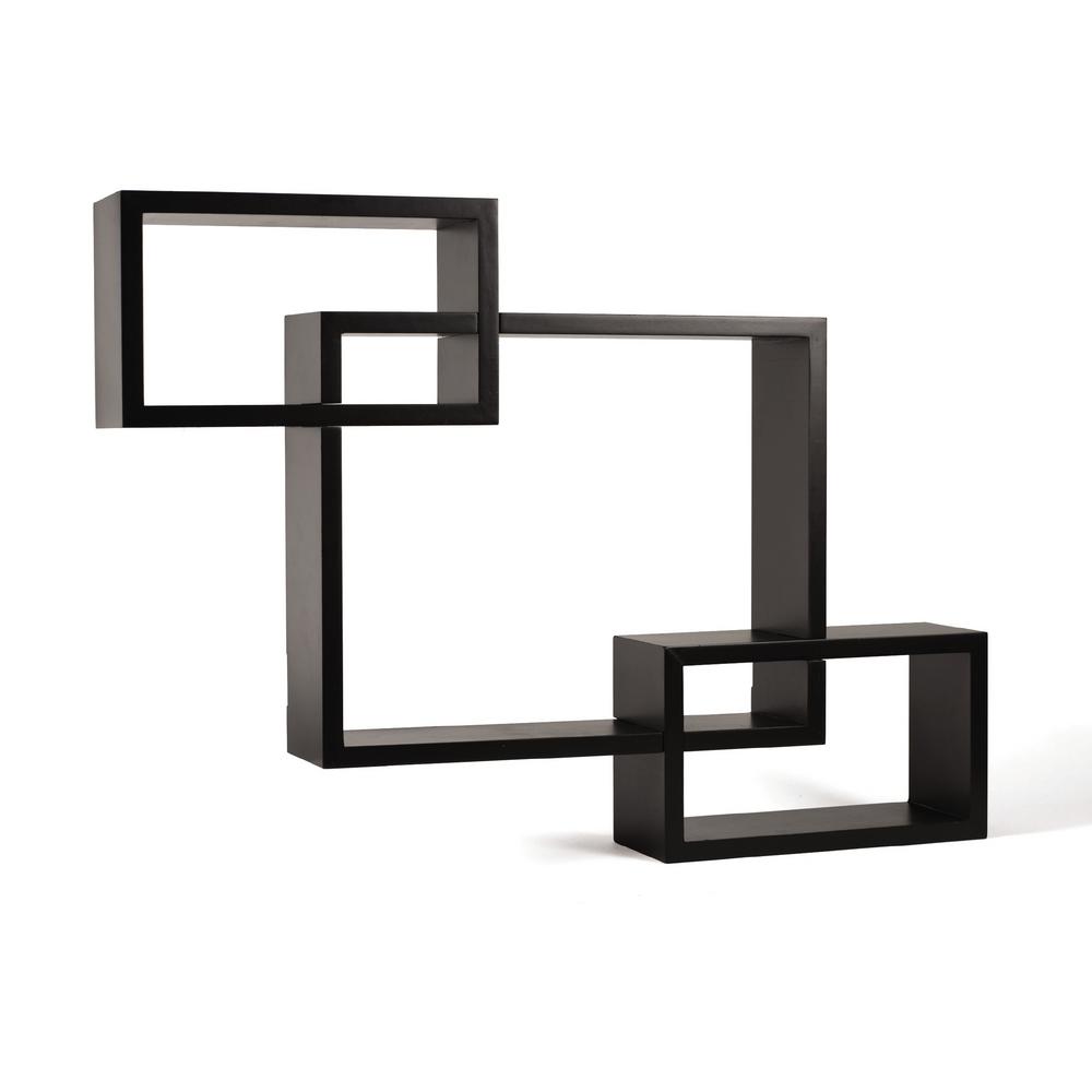 Floating Shelf Melannco The Home Depot Espresso Interlocking Shelves Set Of 3