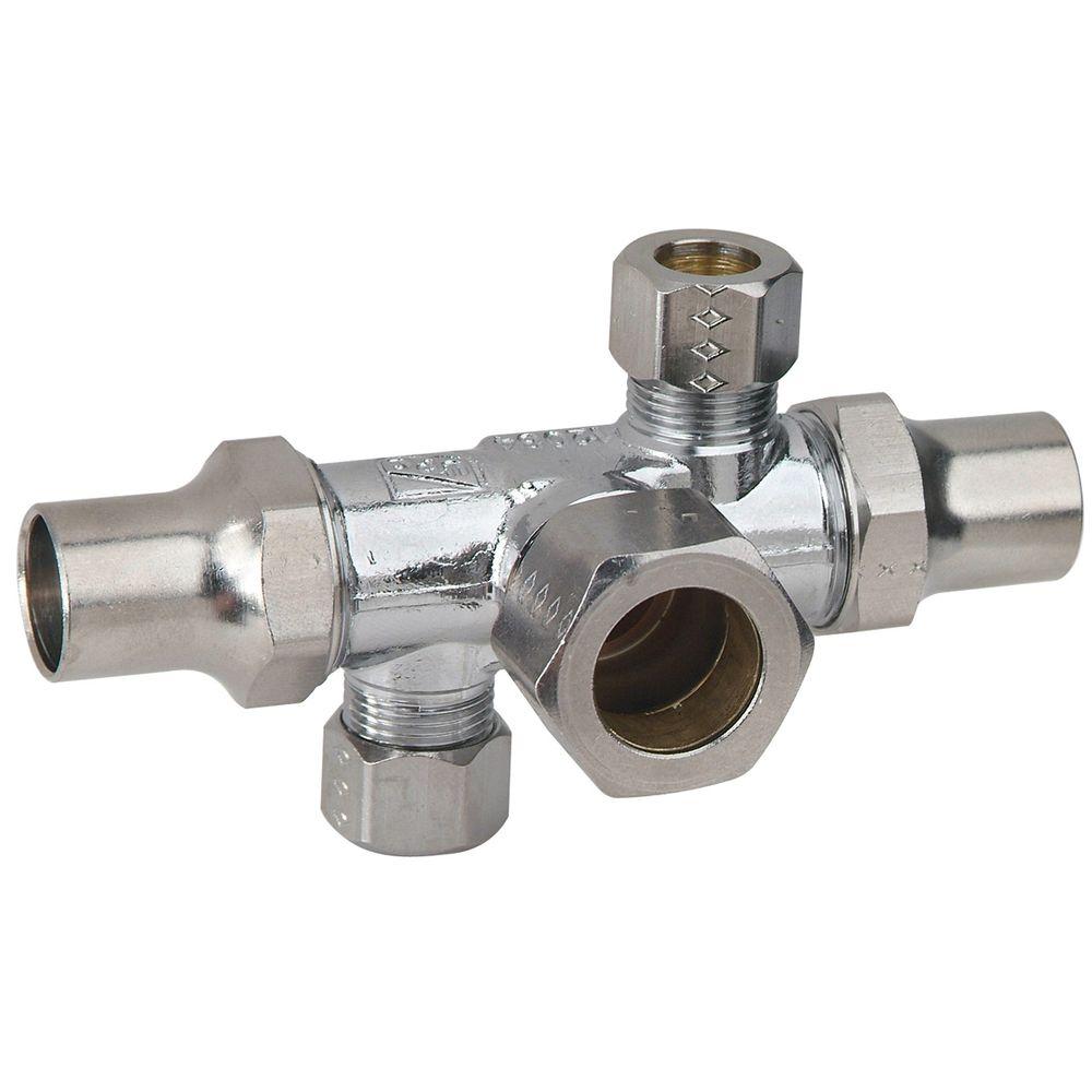 BrassCraft 1/2 in. Nom Comp Inlet x 3/8 in. O.D. x 3/8 in. O.D. Comp