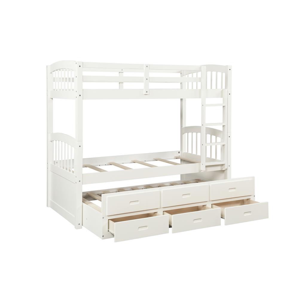 Boyel Living Trinity Convertible White Twin Solidwood Bunk Bed With Twin Trundle Daybed And 3 Drawers For Storage Wm Sm000093aak The Home Depot