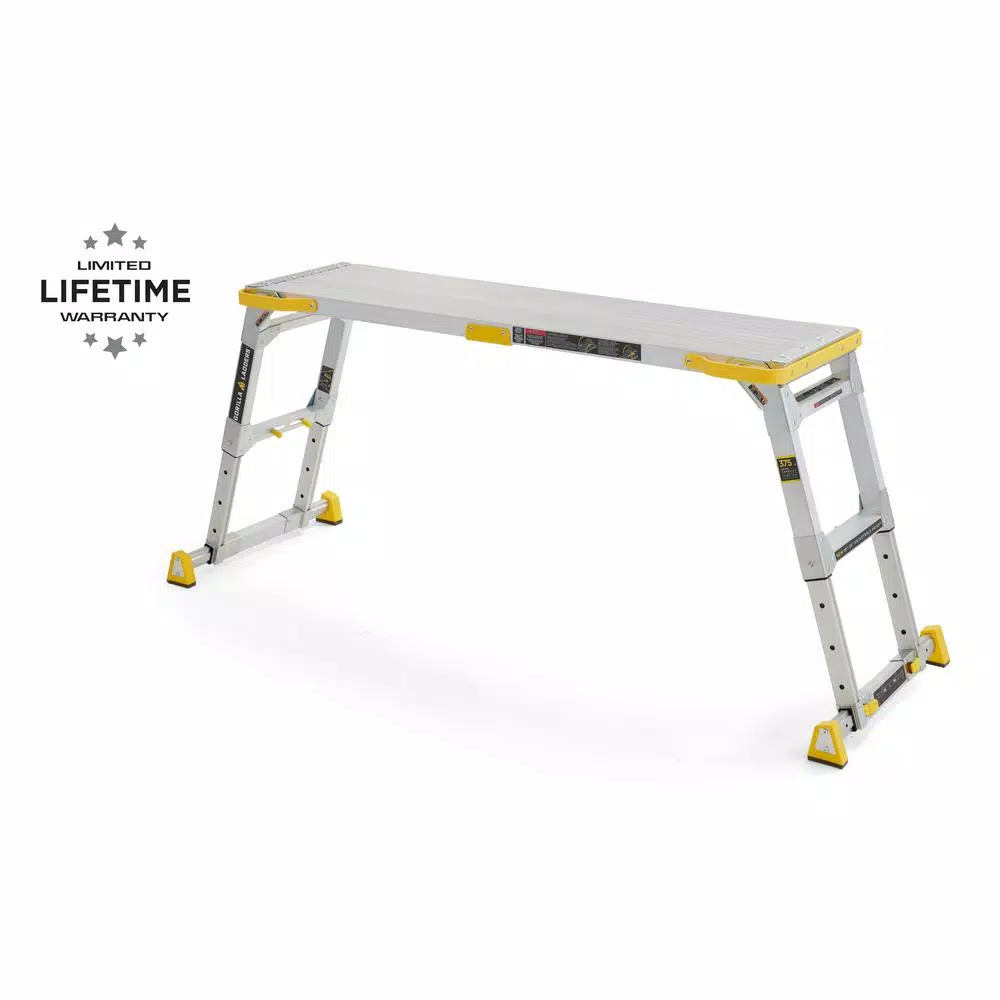 4.58 ft. x 2.52 ft. Aluminum Heavy-Duty Adjustable-Height PRO Slim-Fold Work Platform, 375 lbs. Load Capacity