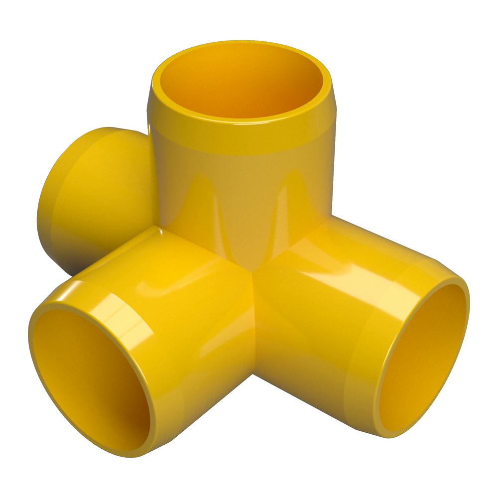 Performance PVC 1 Size Furniture Grade Pack of 4 White 4-Way PVC Side Outlet Tee Fitting