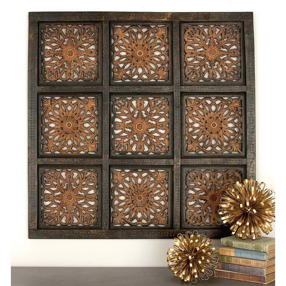 36 in. 36 in. Traditional Decorative Wood Wall Panel in Stained Brown