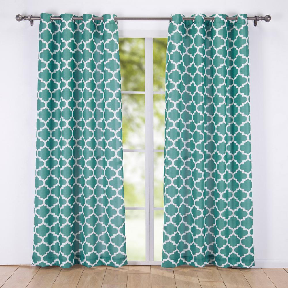 Puredown 84 In Decorative Window Geometric Semi Sheer Grommet