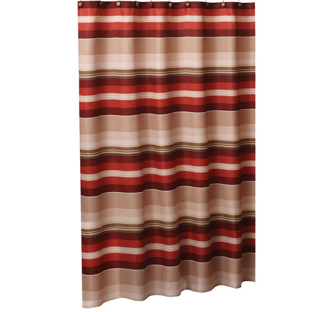 red shower curtain