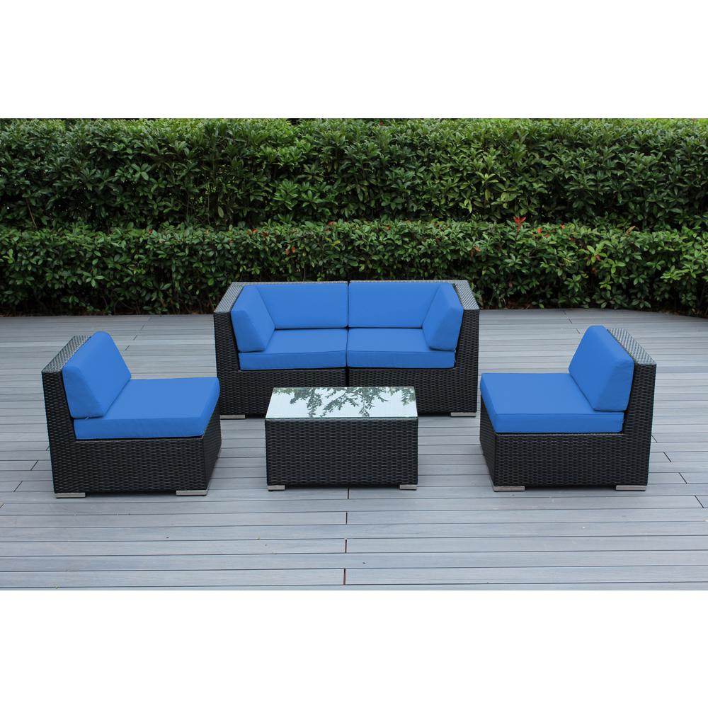Ohana Depot Black 7 Piece Wicker Patio Seating Set With Supercrylic Blue Cushions Pn7037 Bl The Home - Grey Wicker Patio Furniture Blue Cushions Ohana Depot Black 7 Piece Wicker Patio Seating Set With Supercrylic Blue Cushions Pn7037 Bl The Home - Grey Wicker Patio Furniture Blue Cushions