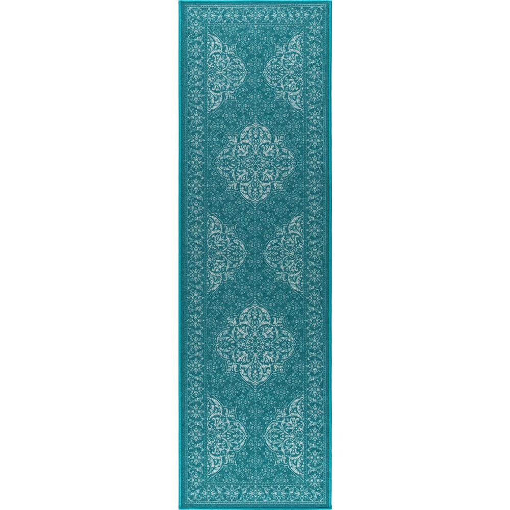 Tayse Rugs Majesty Teal 2 ft. 3 in. x 7 ft. 6 in. Traditional Runner