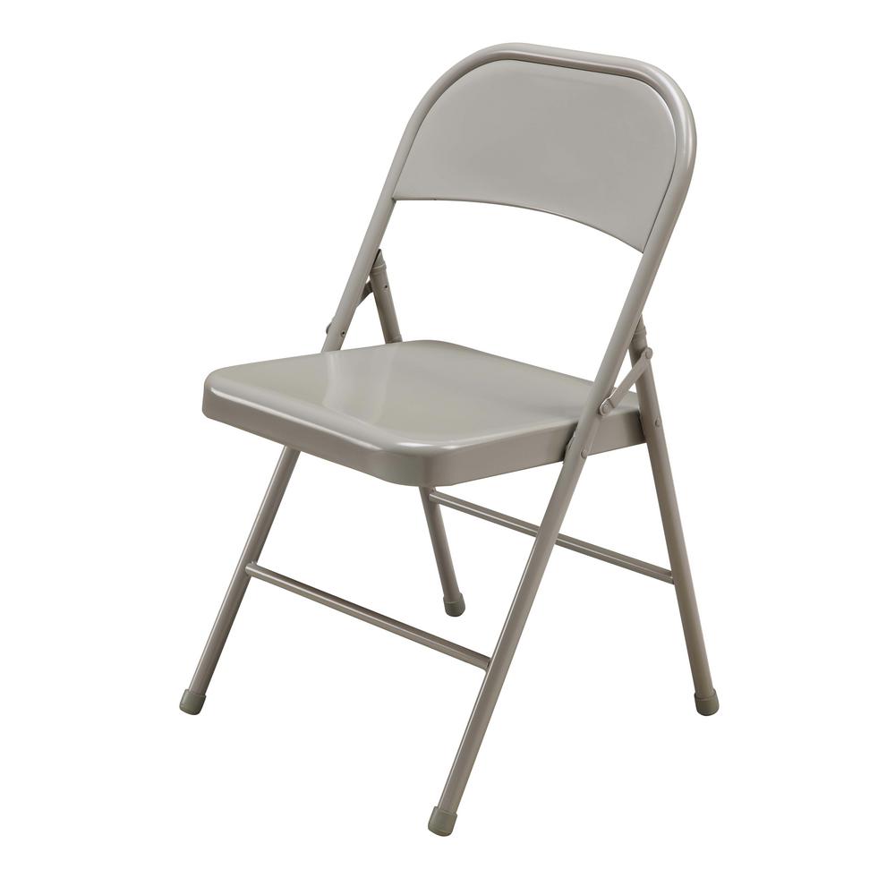 Beige Metal Stackable Folding Chair 