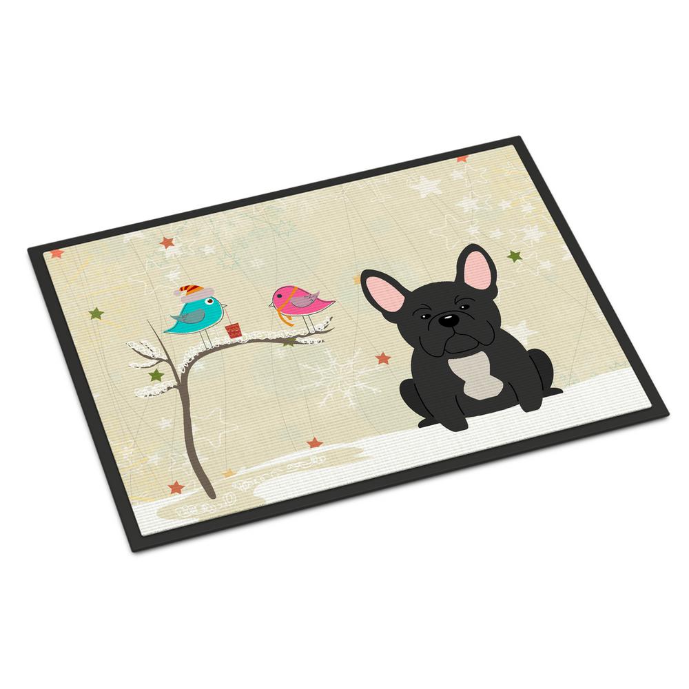 Caroline S Treasures 18 In X 27 In Indoor Outdoor Christmas Presents Between Friends French Bulldog Black Door Mat