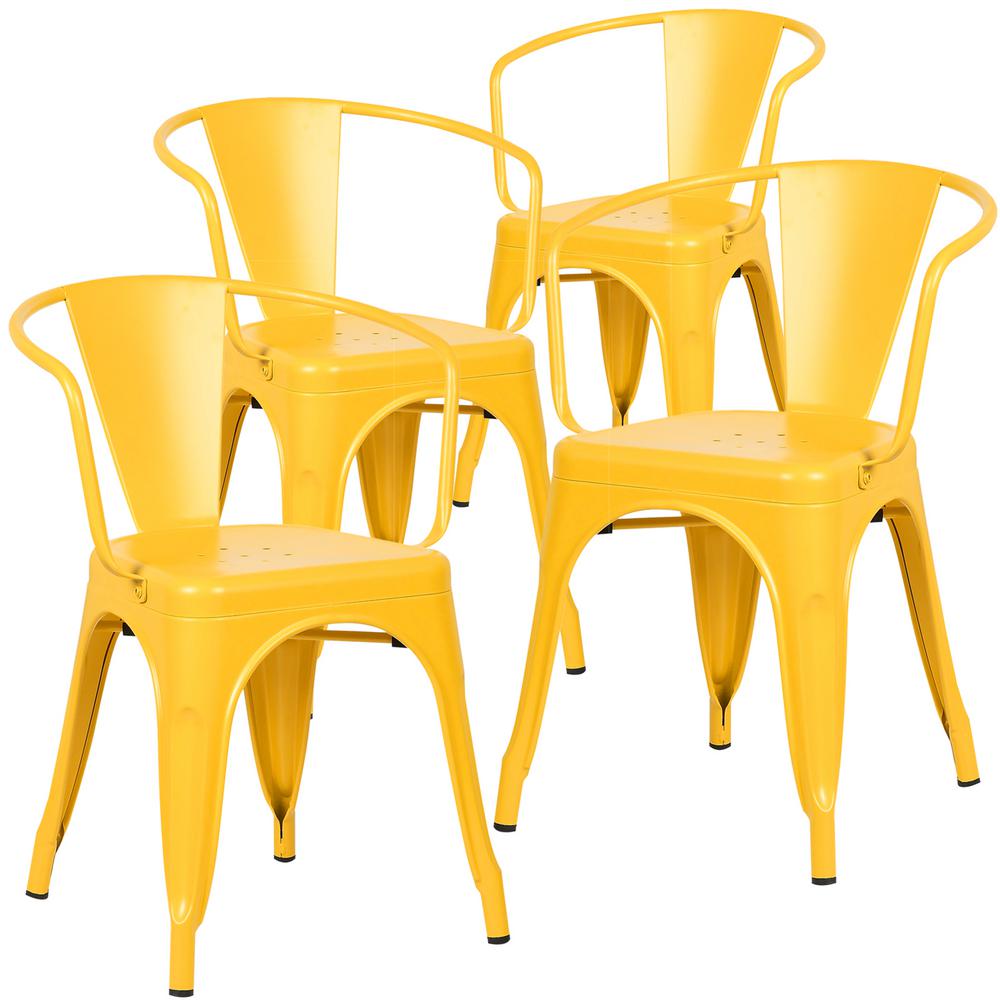 Poly And Bark Cantina Yellow Arm Chair Set Of 4 Hd 113 Yel X4 Poly And Bark Cantina Yellow Arm Chair Set Of 4