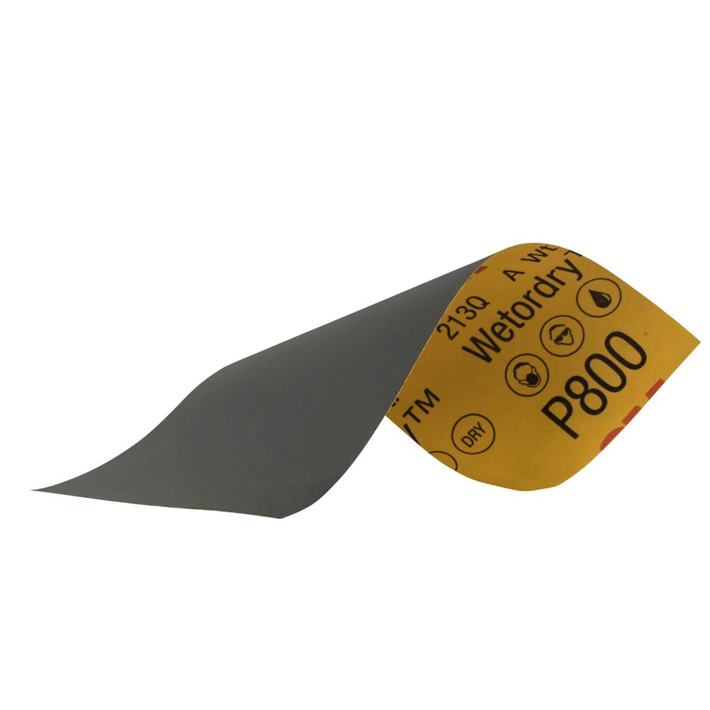 3M Wet or Dry 3-2/3 inch x 9 inch 800 Grit Sandpaper (5-Pack) (Case of 18) by 3M