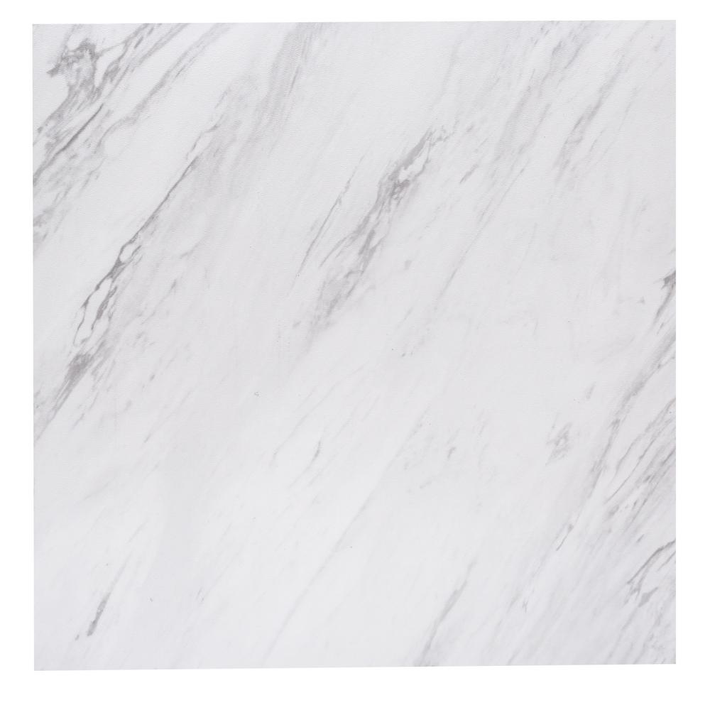 Trafficmaster Carrara Marble 12 In X 12 In Peel And Stick Vinyl Tile 30 Sq Ft Case Ss1212 The Home Depot