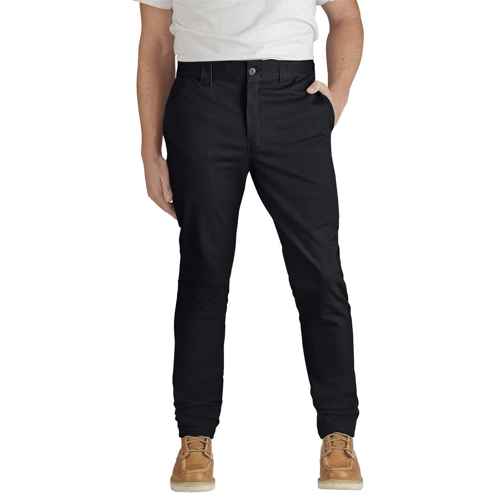 Dickies Men 30 in. x 30 in. Flex Slim Skinny Fit Black Twill Work Pant ...