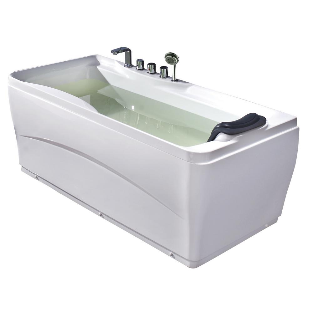 Ariel 63 in. Acrylic Center Drain Rectangle Flat Bottom Freestanding